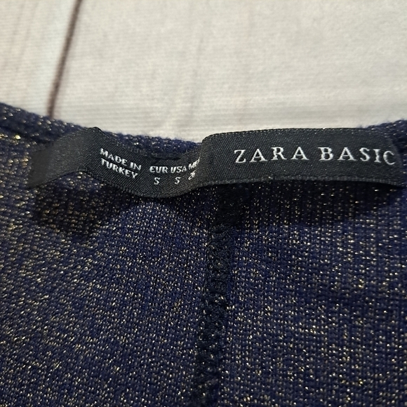 ZARA Basic Blue With Gold Shirt Size S - Picture 3 of 11